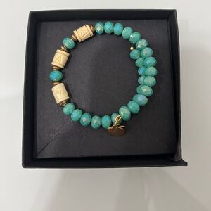 Alex and Ani Turquoise and Wood Beaded Bracelet